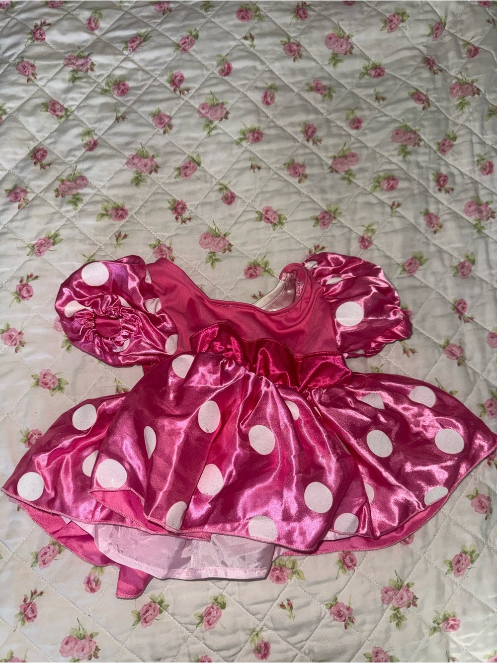 Disney Pink Polka Dot Minnie-Inspired Satin Costume Dress - Picture 3 of 3